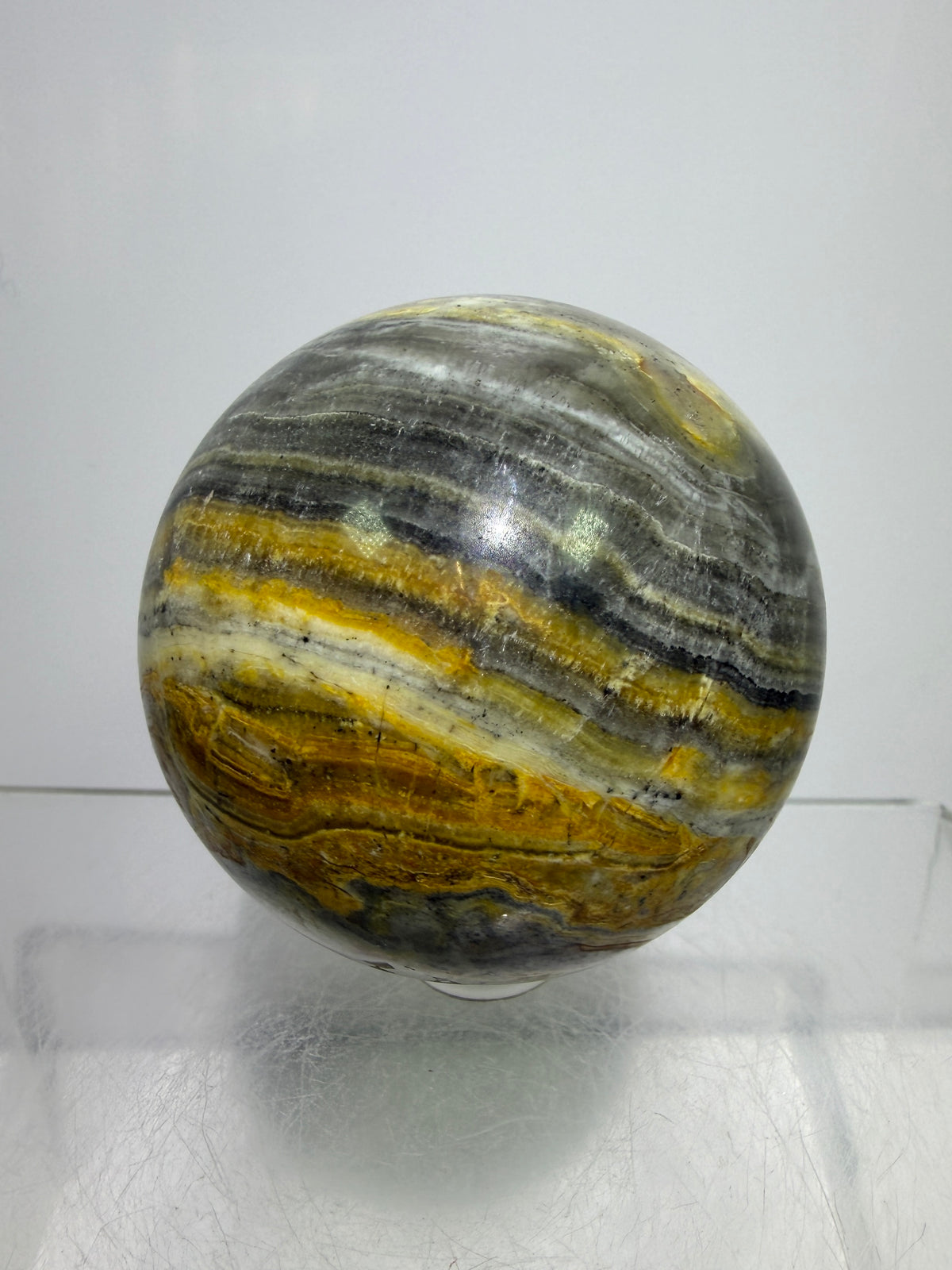 Banded Agate Sphere From Brazil. 57mm. Rare Colors And Patterns On This High Quality Display Sphere