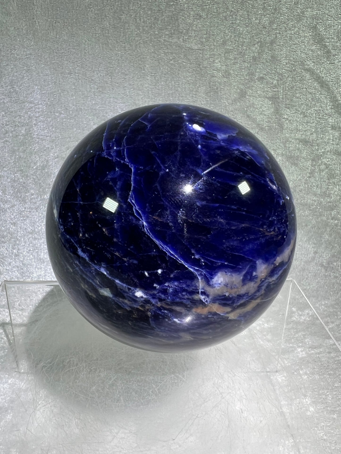 Sodalite Crystal Sphere. 84mm. Stunning Deep Dark Blue Sodalite From Namibia. Gorgeous High Quality Display Crystal.