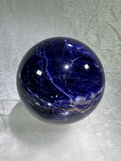Sodalite Crystal Sphere. 84mm. Stunning Deep Dark Blue Sodalite From Namibia. Gorgeous High Quality Display Crystal.