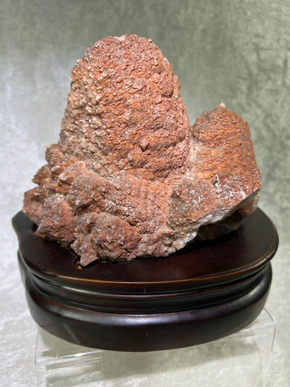 Red Pagoda Calcite With Hematite Inclusions. 5.3 lbs. Stunning Large Flashy Calcite Display Specimen. Includes Custom Wooden Stand
