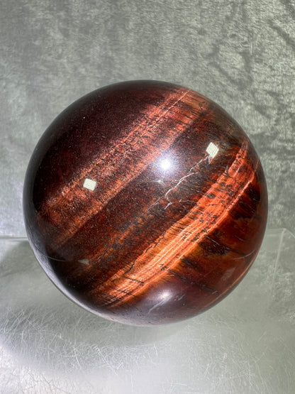 Red Tigers Eye Sphere. 70mm. Stunning Red And Gold Flash! Gorgeous Display Sphere!