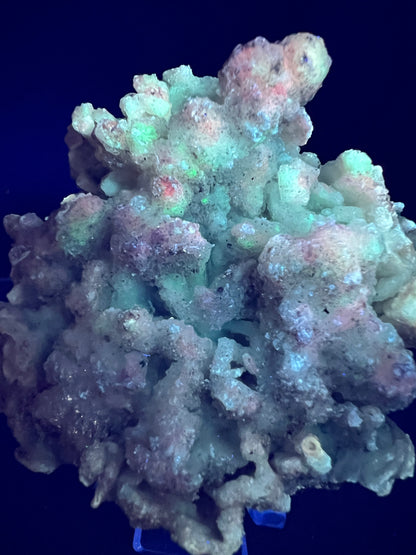 Selenite With Druzy Fluorite. Very Unique Mineral Specimen From Mexico. UV Reactive Display Crystal.