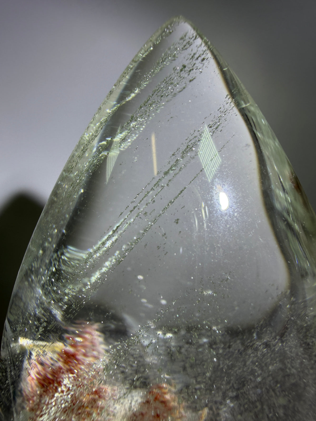 Garden Quartz Crystal Flame. Amazing Landscape And Green Phantoms. Rare Lodolite Quartz Flame