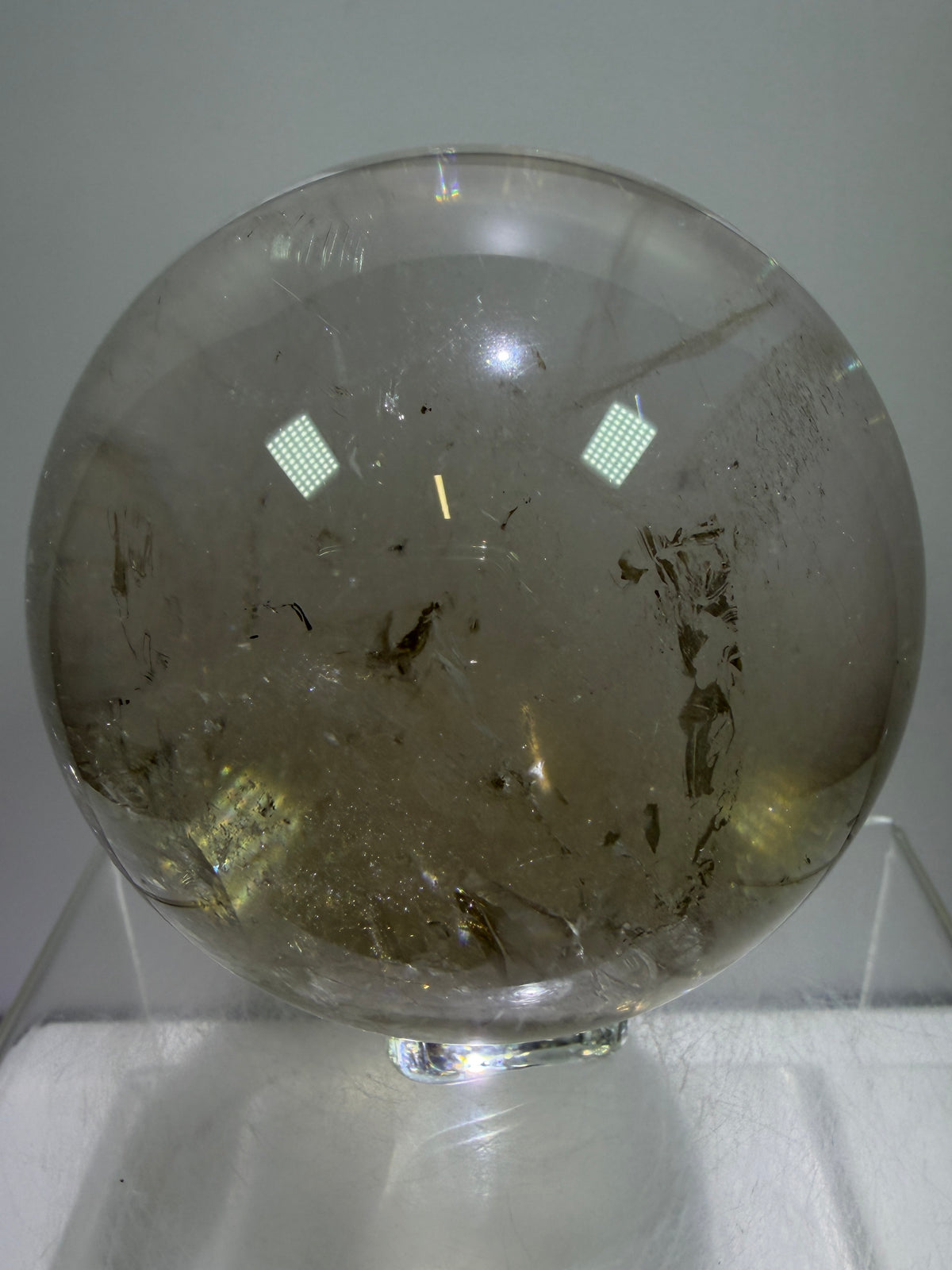 Rutile Quartz Sphere. 82mm. Stunning Large Display Sphere. Gorgeous Light Smoky Rutile Quartz