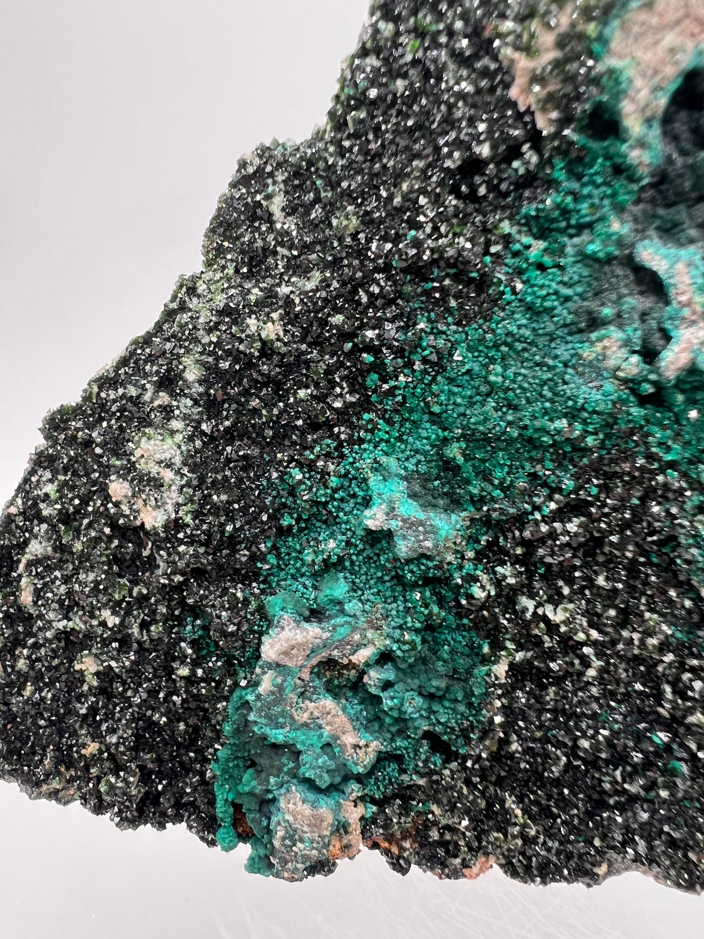 Libethenite Crystal Specimen. Extremely Rare Mixed Mineral Specimen With Malachite And Chrysocolla. Stunning Large Display Crystal.