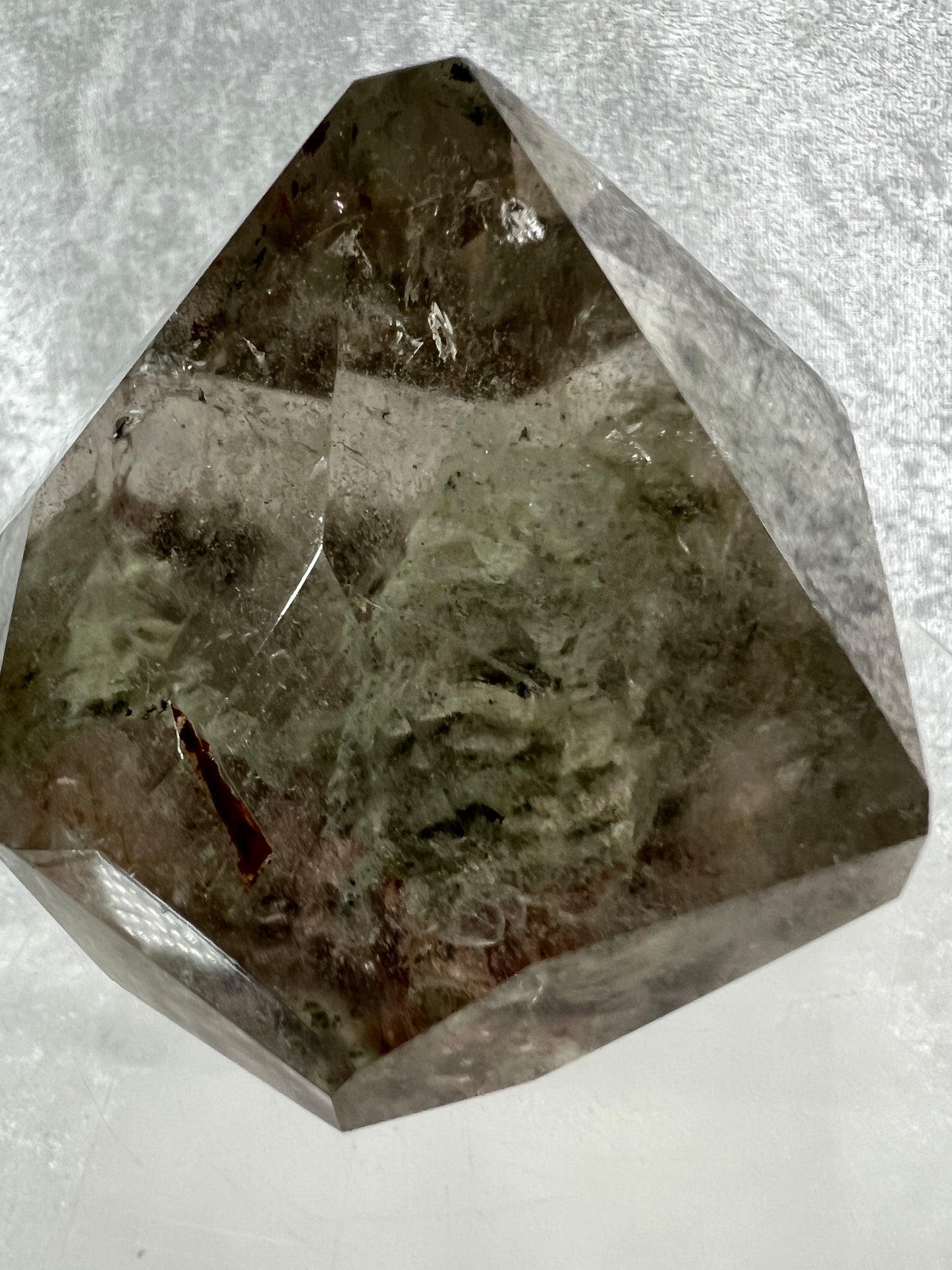 Garden Quartz Polished Freeform. Beautiful Green And Red Landscape Quartz. Amazing Polished Lodolite Freeform.