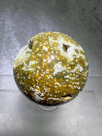 Ocean Jasper Sphere. Beautiful Sugar Druzy Sphere. High Quality Amazing Display Crystal