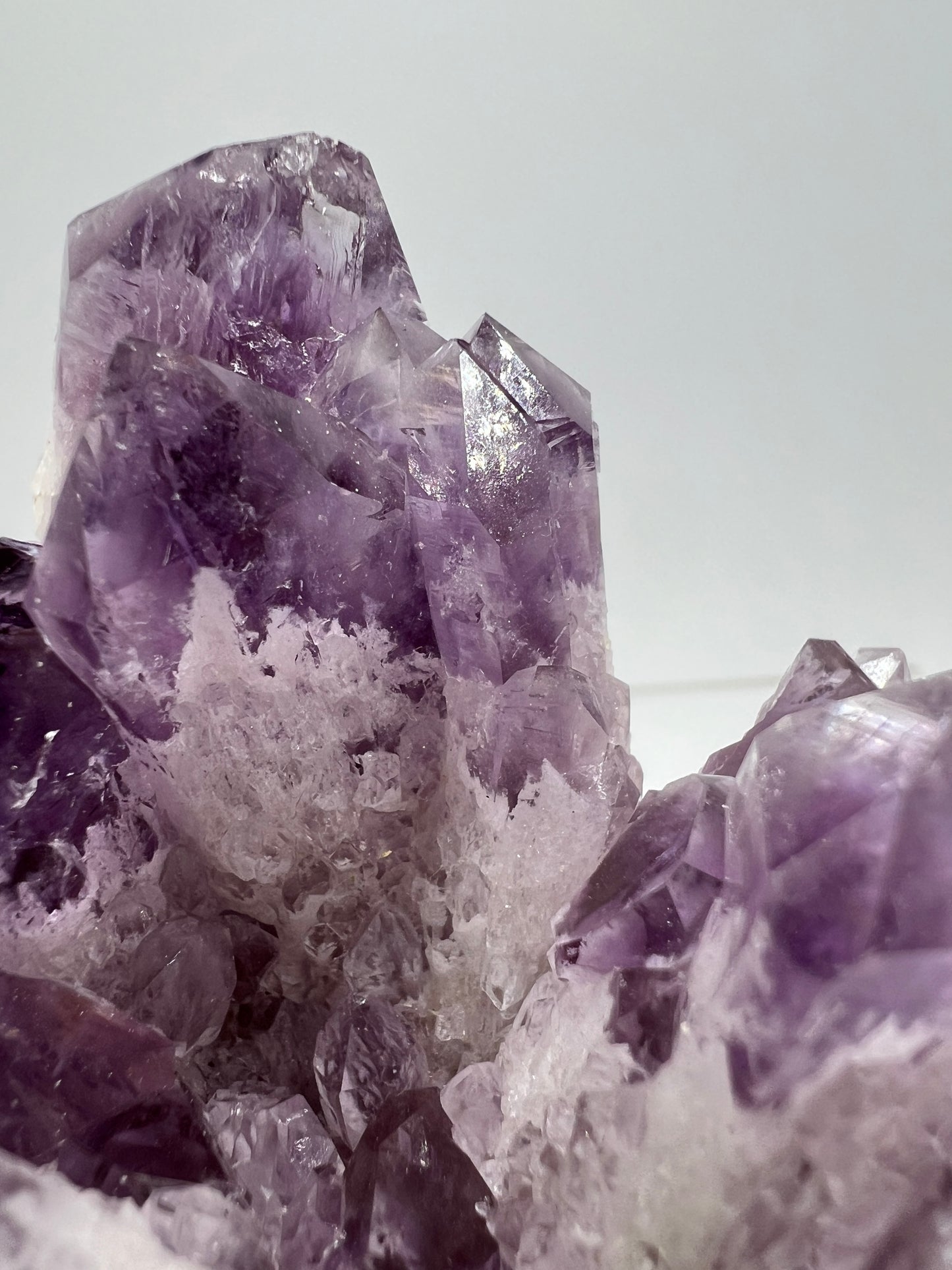 Sugar Amethyst Cluster. Beautiful Shades Of Lavender With White Druzy Quartz. Beautiful Rare Amethyst Specimen From Zambia