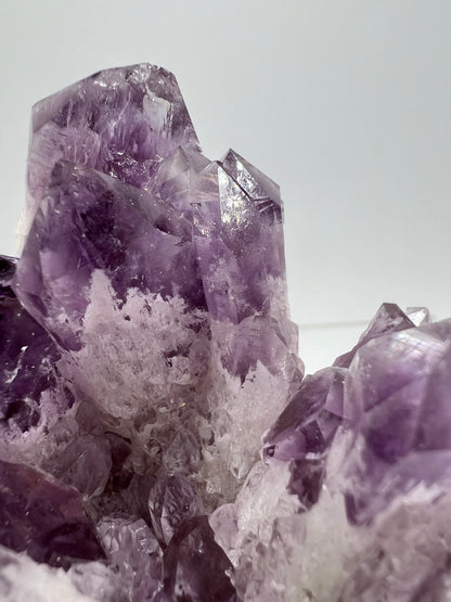Sugar Amethyst Cluster. Beautiful Shades Of Lavender With White Druzy Quartz. Beautiful Rare Amethyst Specimen From Zambia