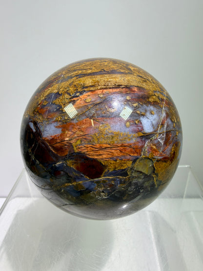 Pietersite Crystal Sphere. 72mm. Gorgeous Rare Red Pietersite Crystal. High Quality Display Sphere With Beautiful Flash.