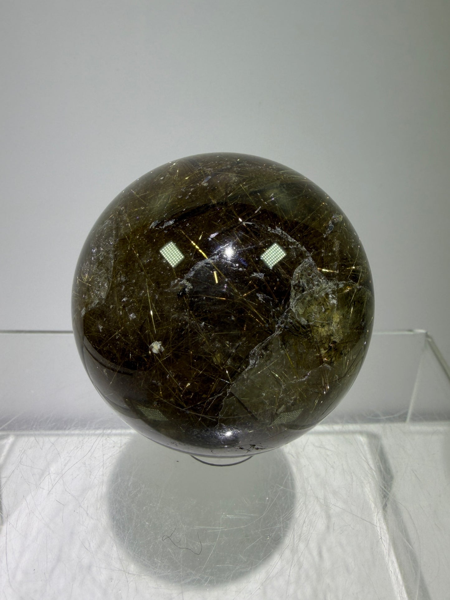 Rutile Quartz Sphere. 49mm. Beautiful Rare Golden Rutilated Quartz. Very Full Of Rutile And Hematite Inclusions