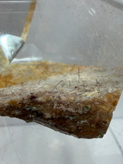 Garden Quartz Polished Freeform. Colorful Scenic Quartz With Tourmaline And Rutile From Brazil.