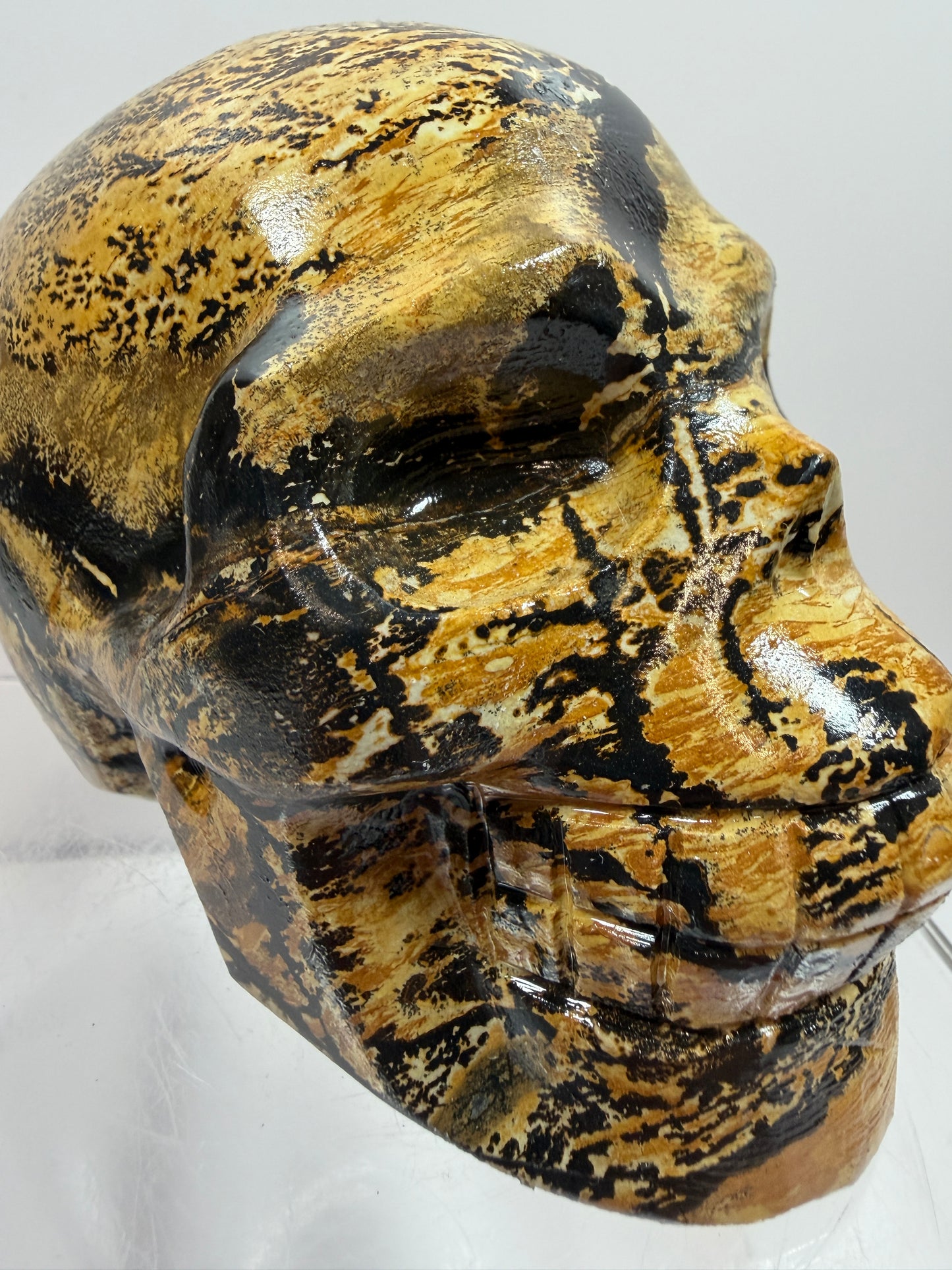 Picture Jasper Skull Carving: Amazing Large Scenic Jasper Carving. Gorgeous Color Combination And Patterns