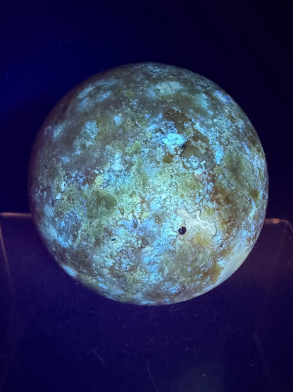 Green Opal Sphere From Madagascar. 62mm. Gorgeous Shades Of Green. Beautiful Display Crystal.