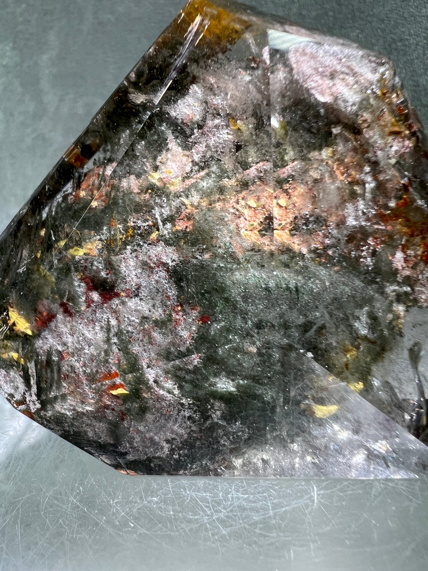 Garden Quartz Polished Freeform. Beautiful Four Seasons Landscape. High Quality Crystal. Very Full And Colorful.