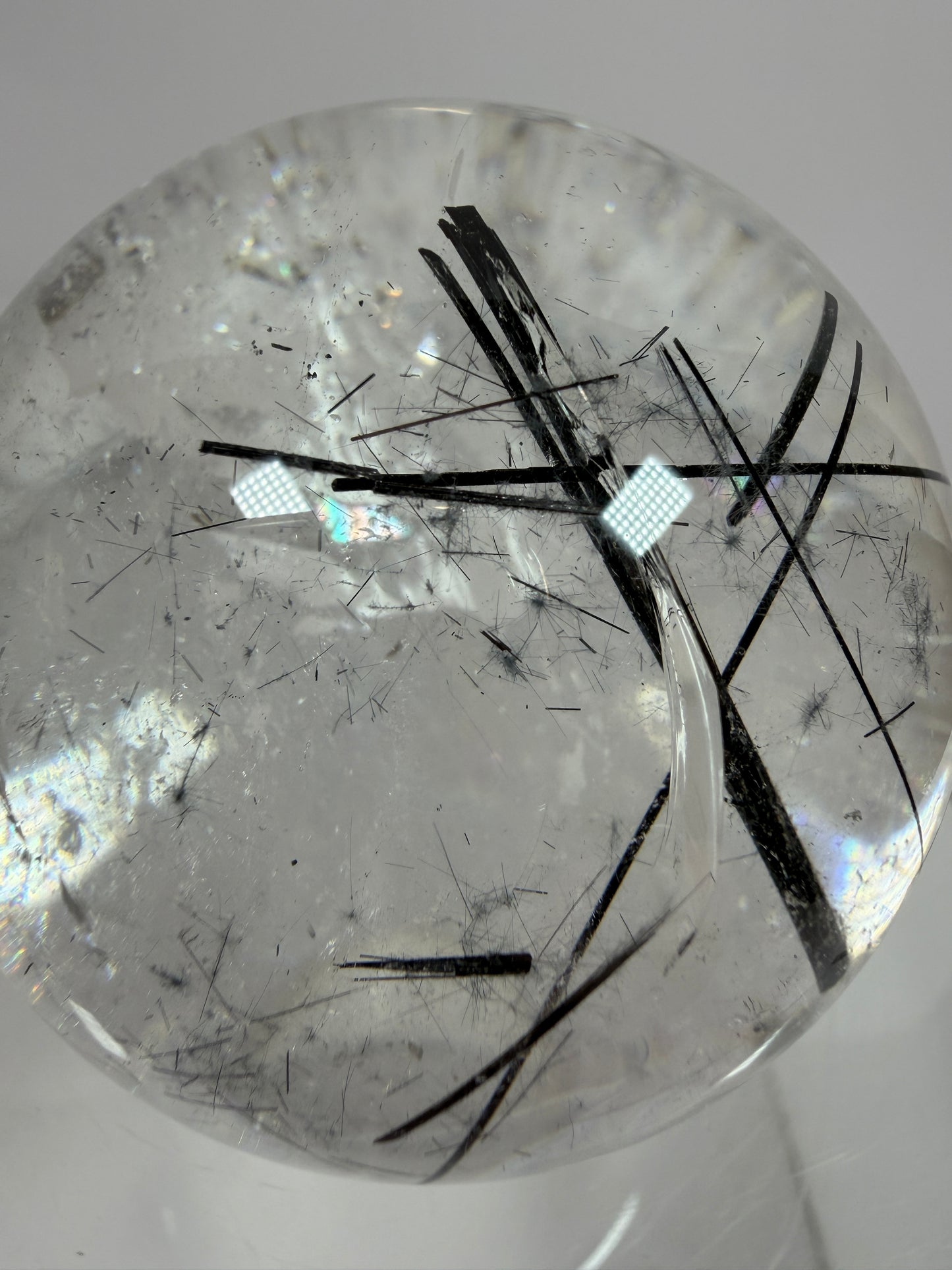 Black Tourmaline Quartz Sphere. 60mm. Massive Rare Rainbows. Gorgeous Black Rutile Sphere. Tourmalinated Quartz Display Crystal