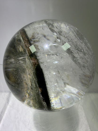 Garden Quartz Lodolite Sphere. 48mm. High Quality Landscape Quartz With Rainbows. Scenic Quartz With Excellent Clarity
