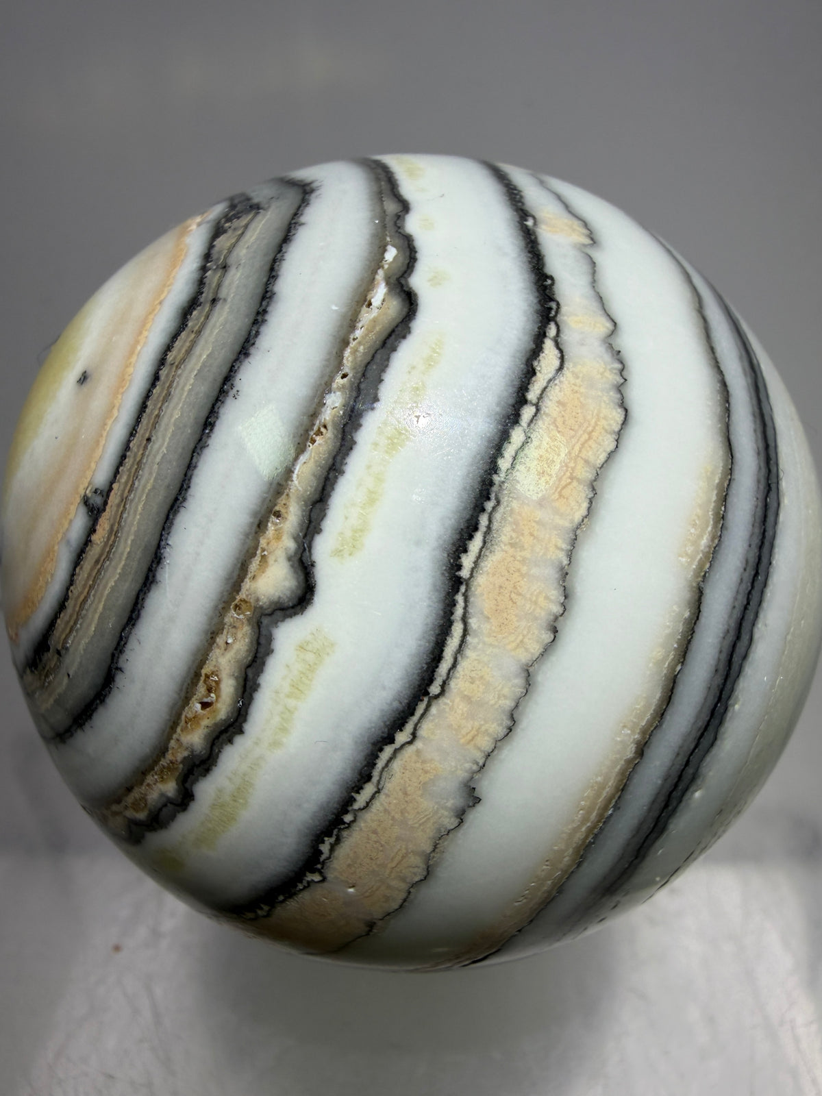 Banded Zebra Calcite Sphere. 53mm. Gorgeous Calcite Display Sphere. Rare Colors With Stunning Patterns