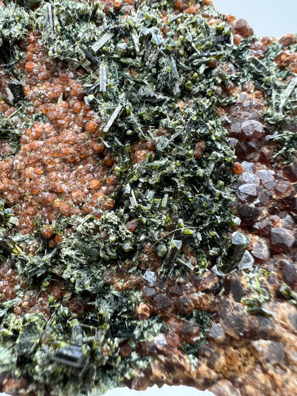 Epidote And Spessartite Garnet Specimen. Gorgeous Colors With Amazing Crystals.