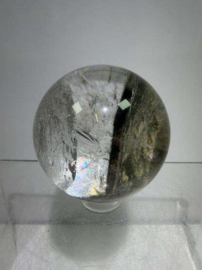 Garden Quartz Lodolite Sphere. 48mm. High Quality Landscape Quartz With Rainbows. Scenic Quartz With Excellent Clarity