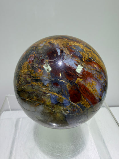 Pietersite Crystal Sphere. 72mm. Gorgeous Rare Red Pietersite Crystal. High Quality Display Sphere With Beautiful Flash.