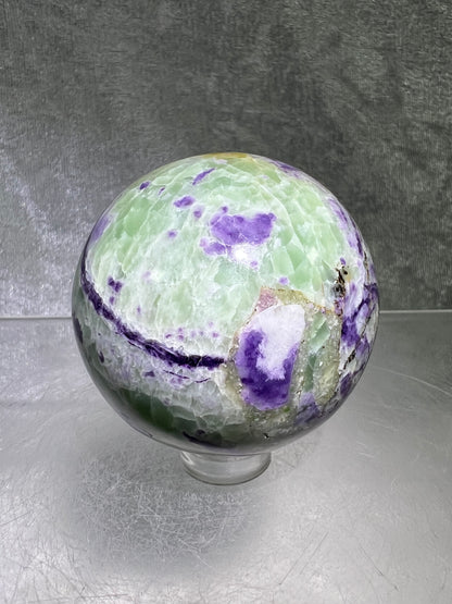 Bolivianite Crystal Sphere. 48mm. Beautiful Combination Of Fluorite And Serpentine. Amazing Rare New Material.