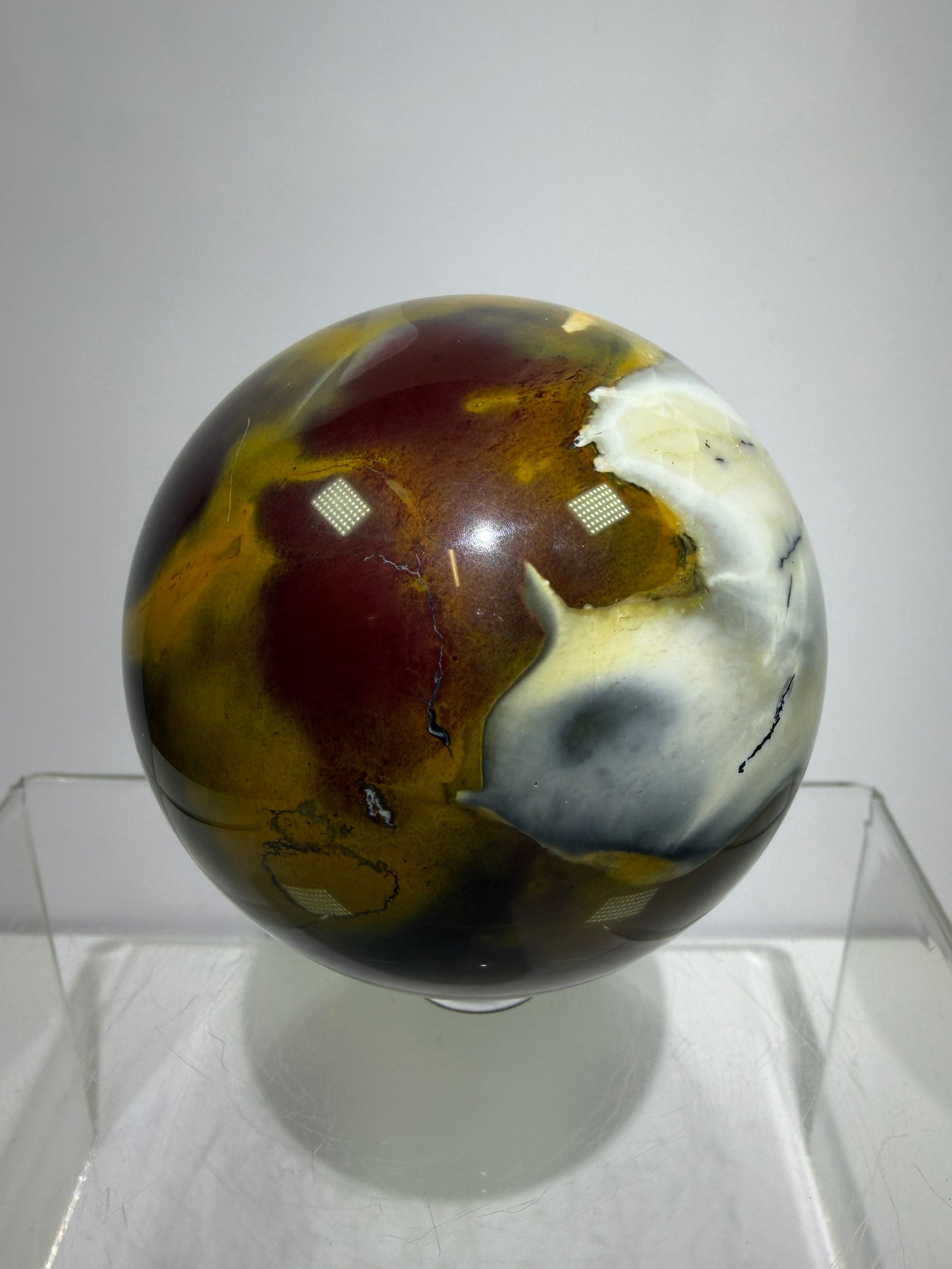 Mookaite Crystal Sphere. 64mm. Gorgeous Rare Colors And Patterns. High Quality Collectors Sphere.