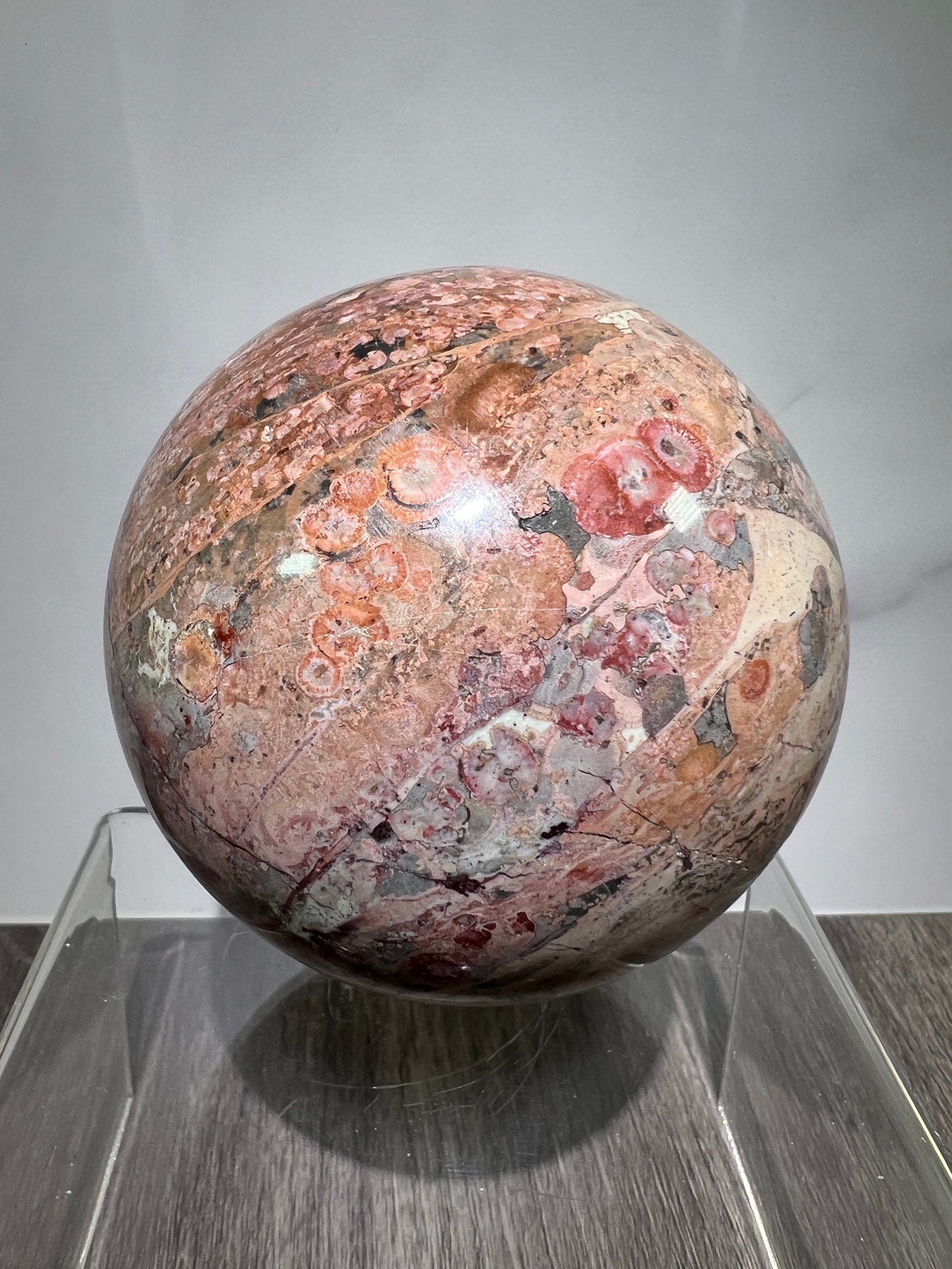 Fire Calcite Crystal Sphere. 76mm. Amazing New Material. Beautiful Large Display Sphere With Nice UV Reaction.