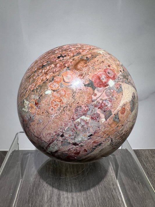 Fire Calcite Crystal Sphere. 76mm. Amazing New Material. Beautiful Large Display Sphere With Nice UV Reaction.