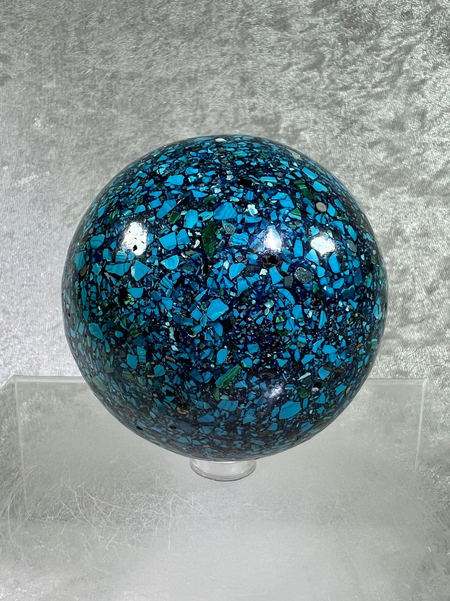 Chrysocolla Conglomerate Crystal Sphere. 74mm. Gorgeous Combination Of Rare Minerals. Stunning Colors!