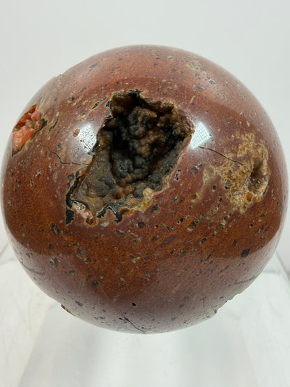 Red Fox Agate Sphere. 77mm. High Quality Druzy Crater Agate From Turkey. Stunning Rare Botryoidal Nodules