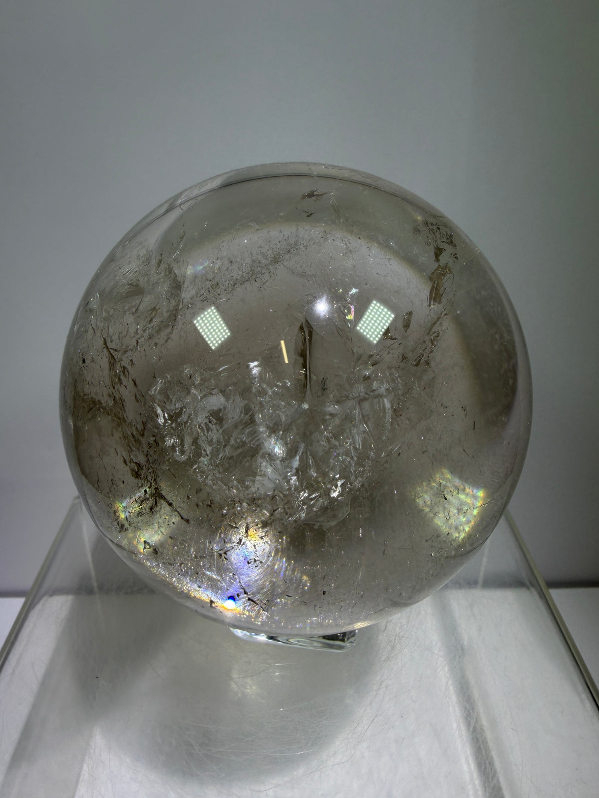 Rutile Quartz Sphere. 82mm. Stunning Large Display Sphere. Gorgeous Light Smoky Rutile Quartz