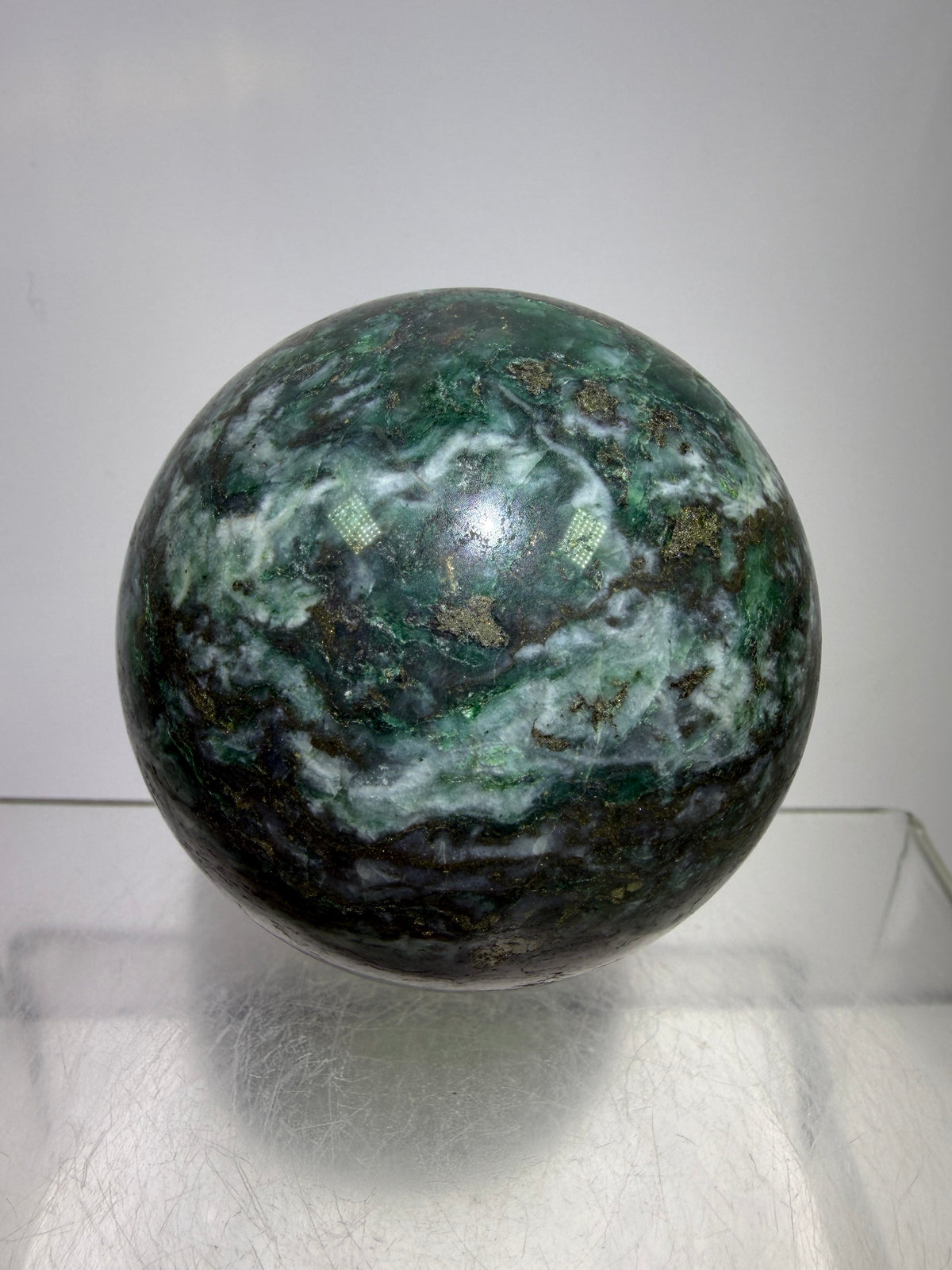 Atacamite And Pyrite Sphere. 60mm. High Quality Rare Sphere. Gorgeous Color Combination.
