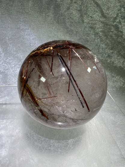Copper Rutile Quartz Sphere. 72mm. Gorgeous Rare Copper Rutilated Quartz. Stunning Display Sphere