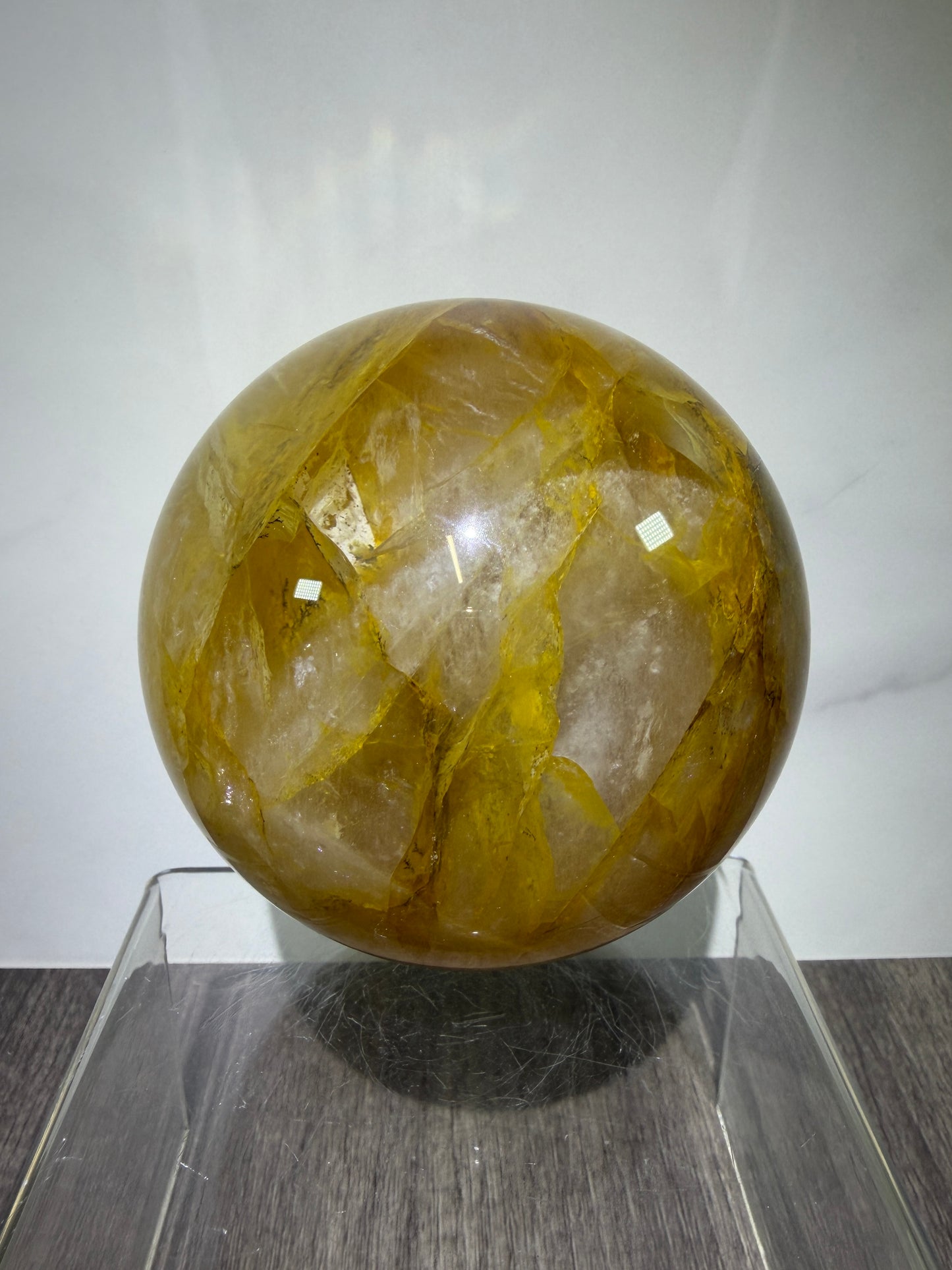 Dendritic Golden Healer Sphere. Large Display Sphere. 85mm. High Quality With Amazing Dendritic Inclusions.