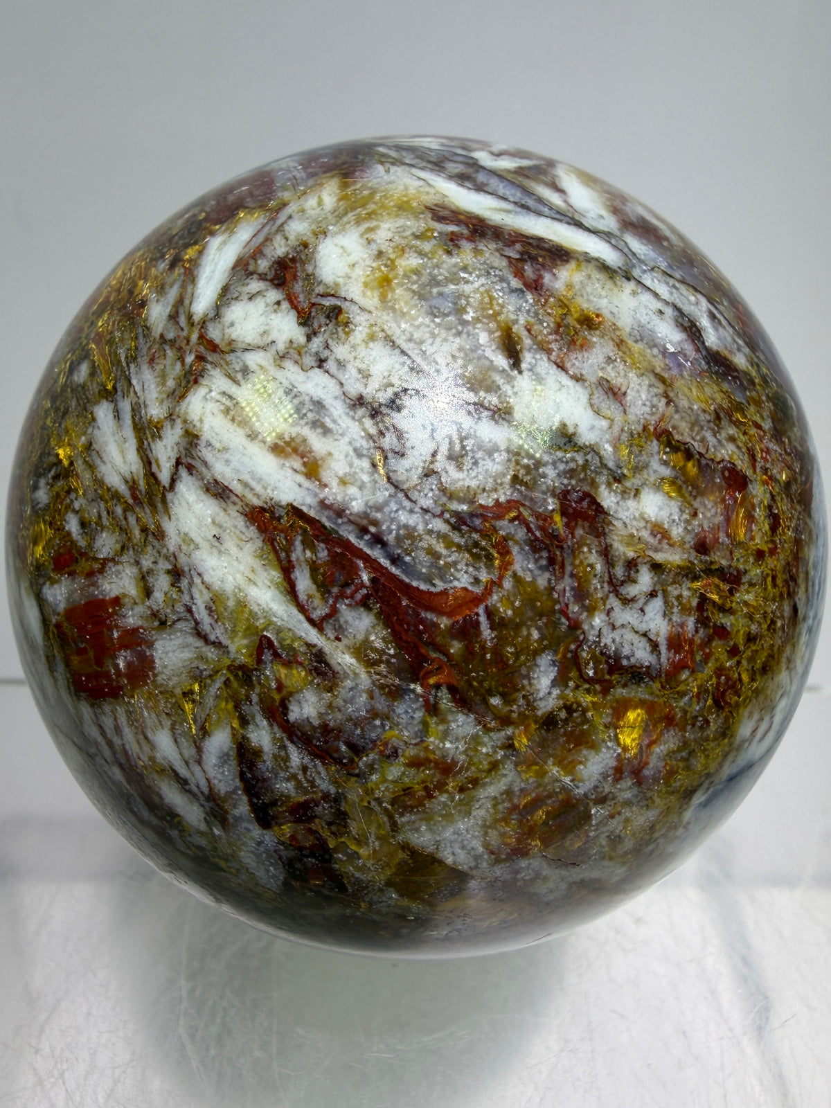 Pietersite Crystal Sphere. 66mm. Stunning Red And Blue Pietersite Crystal. High Quality Rare Display Sphere.