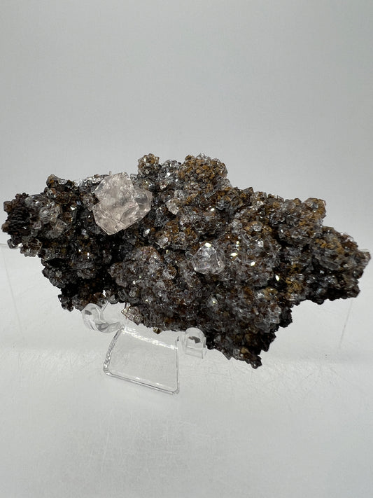 Black Diamond Calcite Specimen. Stunning Flash! Amazing Calcite Cluster On Matrix. Very Cool Crystal Display Piece.