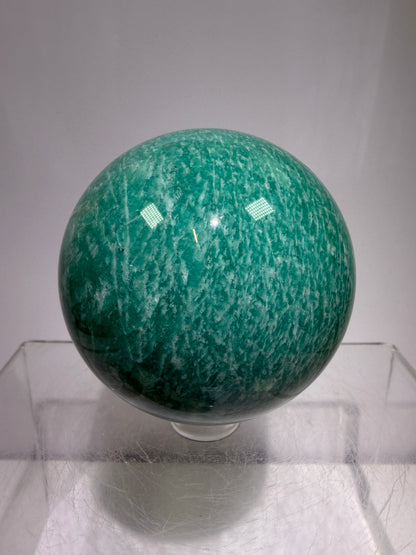 Amazonite Crystal Sphere. 60mm. Amazing Colors And Patterns. Gorgeous Flashy Display Sphere.