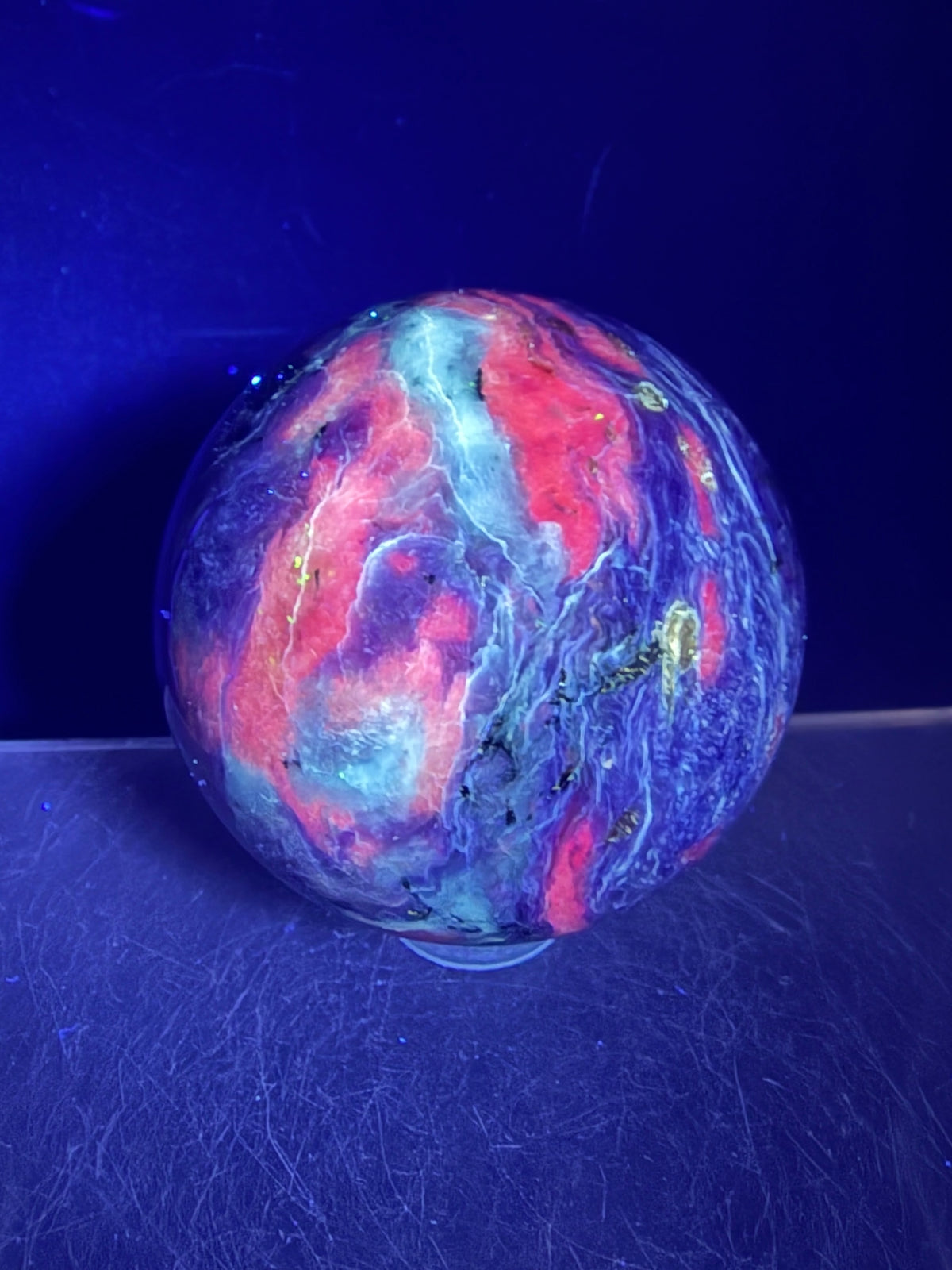Charoite Crystal Sphere. 50mm. High Quality Beautiful Crystal. Amazing Patterns And Flash. Stunning Rare Crystal