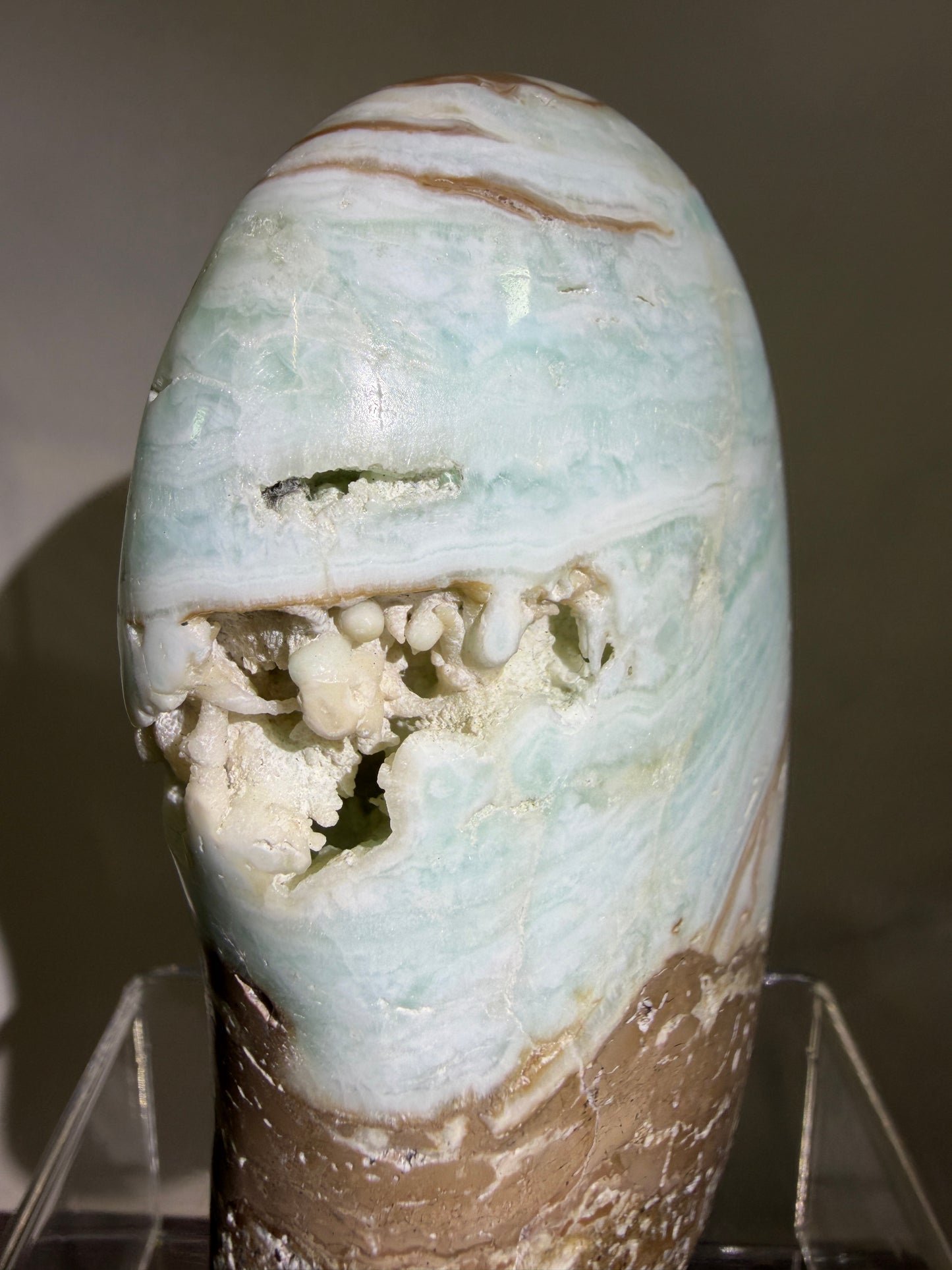 Caribbean Calcite Freeform. Gorgeous Combination Of Blue Calcite And Aragonite. Amazing Spots Of Druzy!