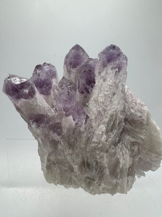 Sugar Amethyst Cluster. Gorgeous Shades Of Lavender With White Druzy Quartz. Beautiful Rare Amethyst Specimen From Zambia