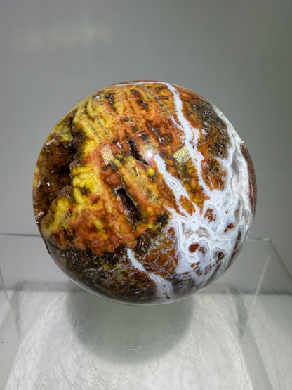 Ocean Jasper Sphere. 61mm. Beautiful Sugar Druzy Sphere. High Quality With Gorgeous Rare Colors