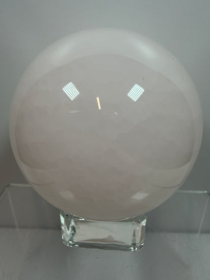 Mangano Calcite Sphere. 70mm. Very Intense Orange UV Reaction. Large High Quality Display Crystal.
