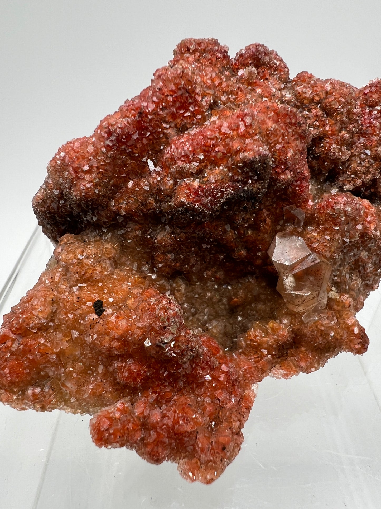 Red Diamond Calcite Specimen. Incredible Flash! Beautiful Calcite Cluster On Matrix. Very Cool Crystal Display Piece.
