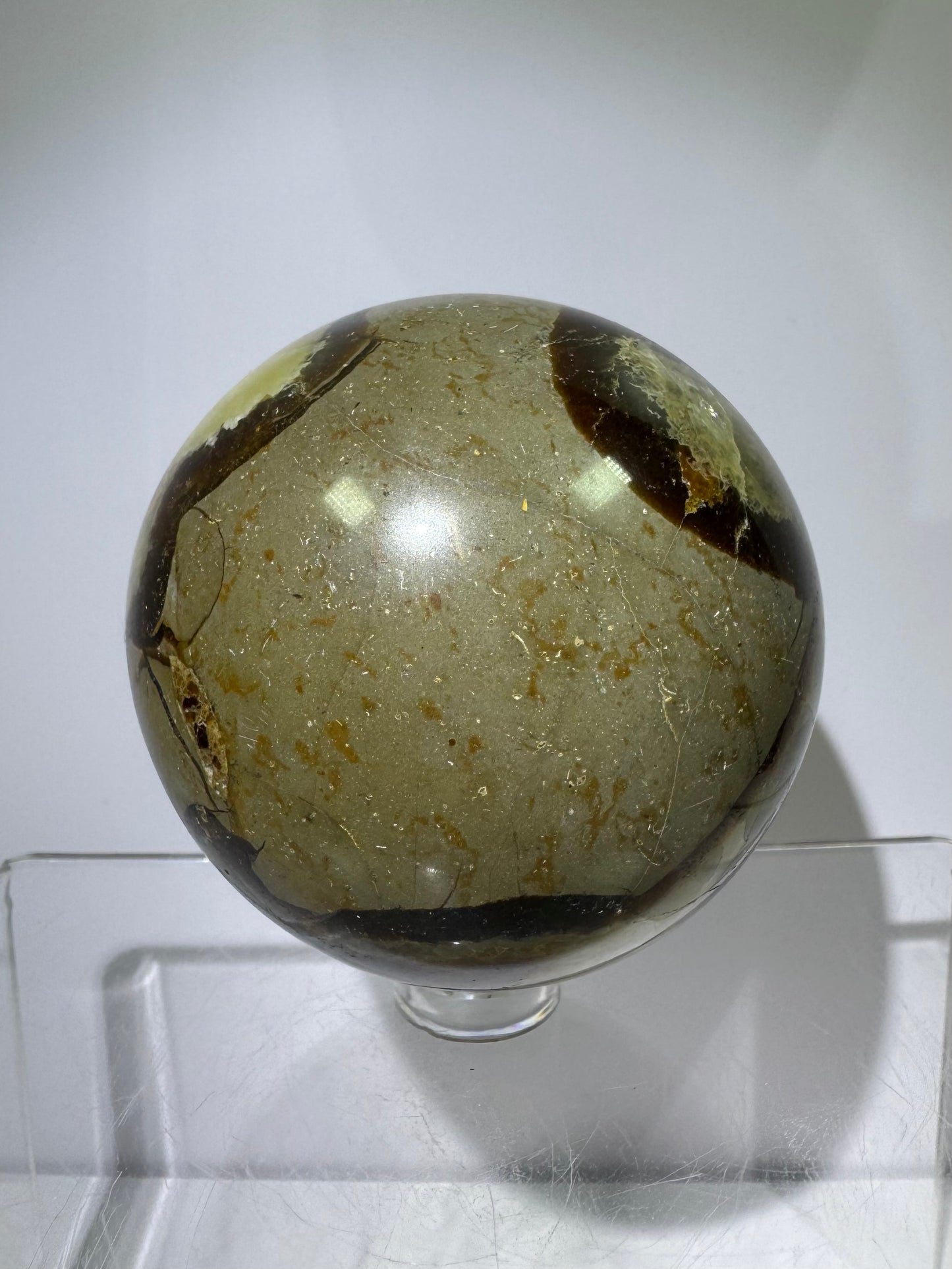 Septarian Crystal Sphere. 63mm. Amazing Dragons Egg Display Crystal. Incredible Mineral From Madagascar.