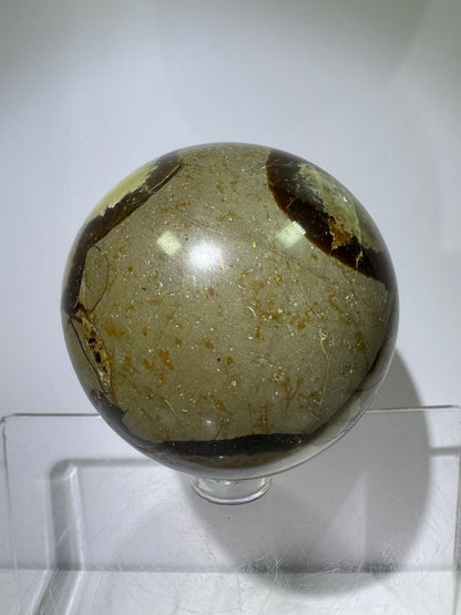 Septarian Crystal Sphere. 63mm. Amazing Dragons Egg Display Crystal. Incredible Mineral From Madagascar.
