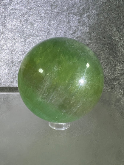 Green Candy Fluorite Sphere. Gorgeous High Quality Crystal. Amazing Clear Light Green Fluorite.
