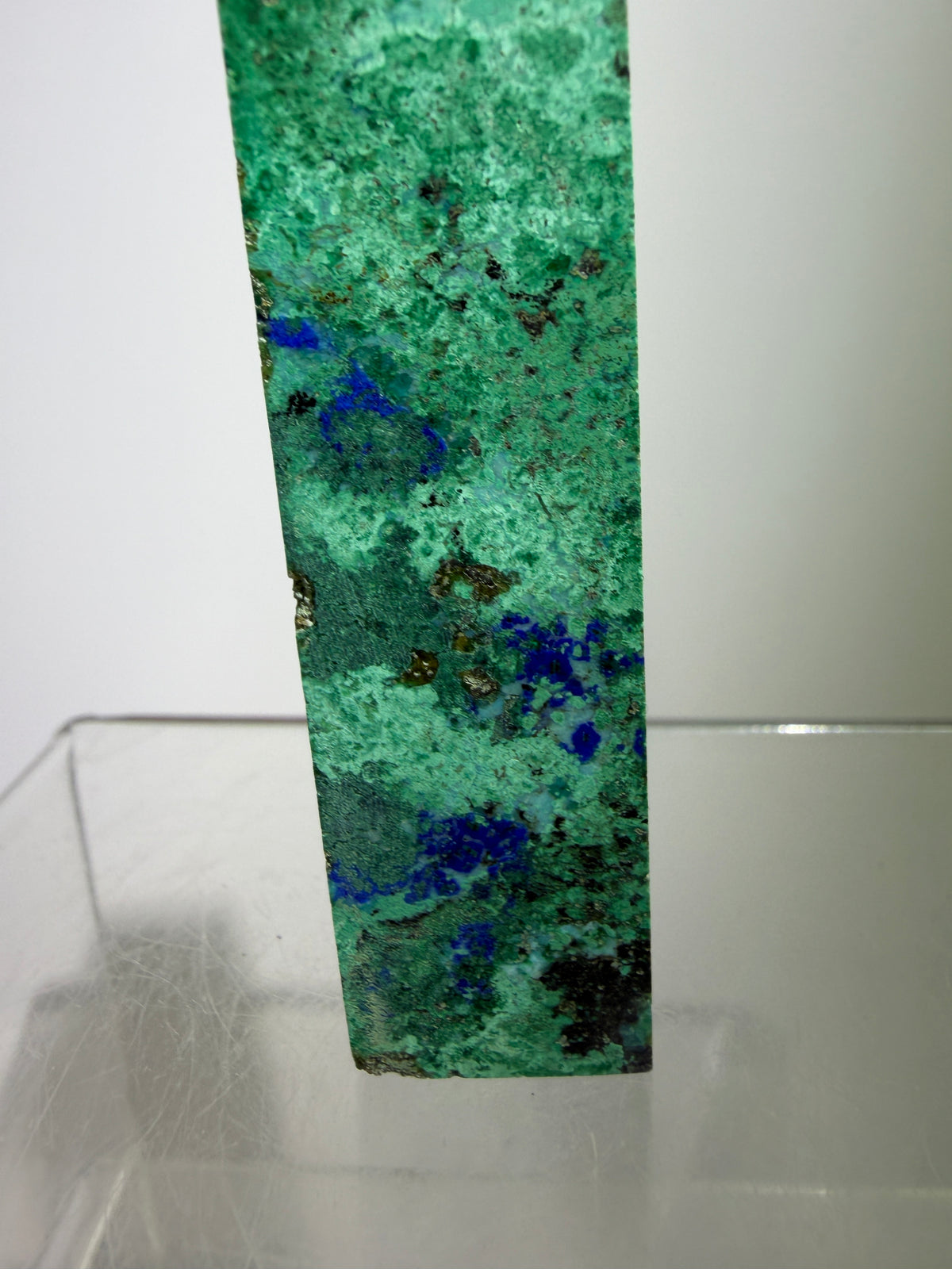 Azurite, Chrysocolla, And Malachite Druzy Tower. Rare And Beautiful Crystal Point.