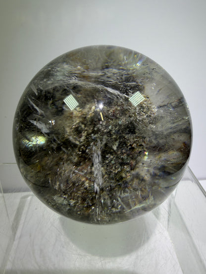 Garden Quartz Lodolite Sphere. 70mm. High Quality Landscape Quartz. Beautiful Large Display Sphere