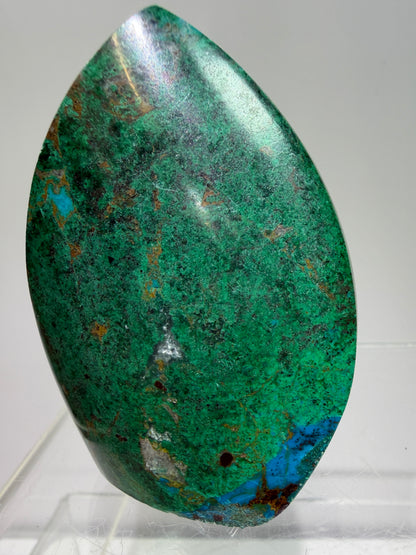 Chrysocolla And Malachite Flame From Peru. Stunning Display Crystal. High Quality Flame With Gorgeous Colors.